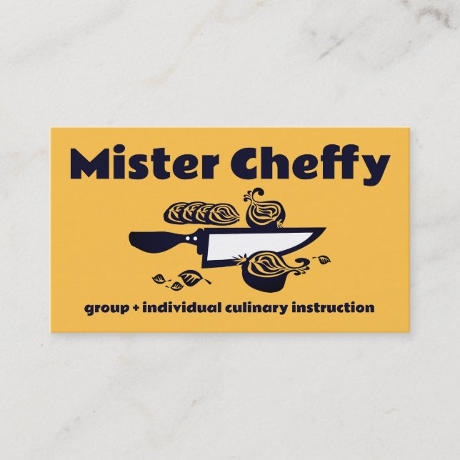 Chef's knife sliced onion chef cooking biz cards (Front)