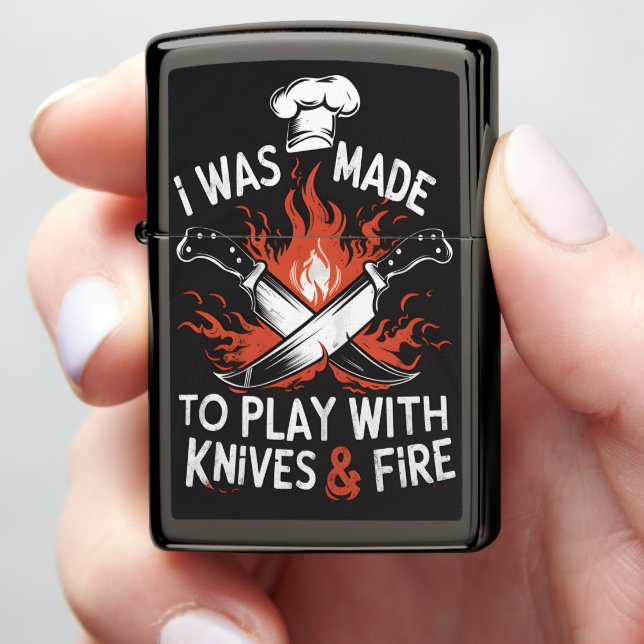 Chefs Passion: Knives & Fire Zippo Lighter (In Hand)