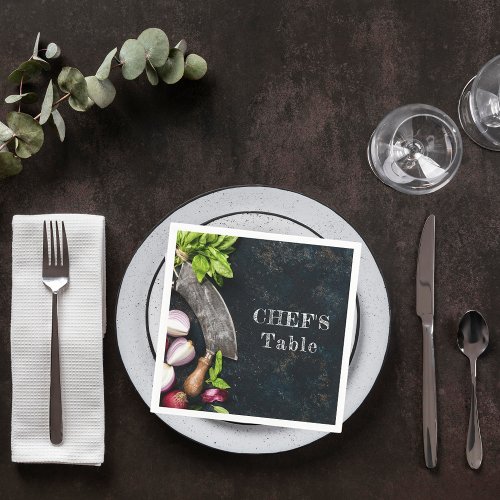 Chefs table rustic cooking food party napkins