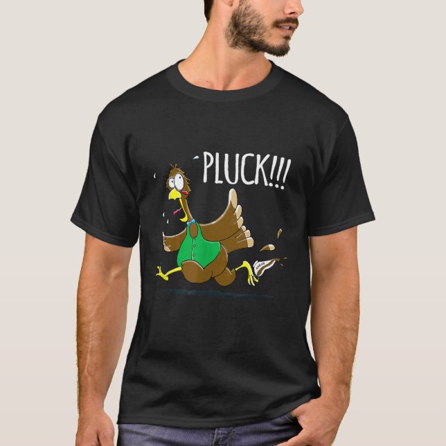 Chefs Thanksgiving Running Turkey Pluck T-Shirt (Front)