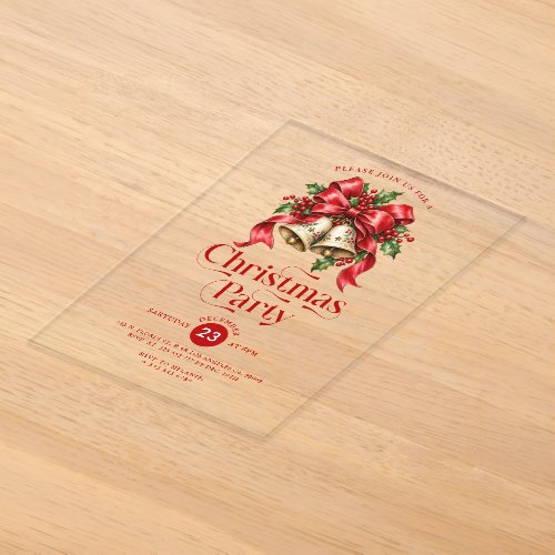 Cheistmas Bells & Holly Decoration Party Acrylic Invitations