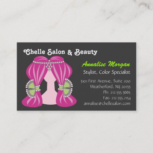 Chelle Salon - Pink Hair and Black Business Cards