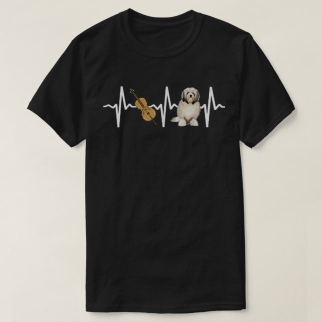 Chello Lowchen Heartbeat Dog Lover  T-Shirt (Design Front)