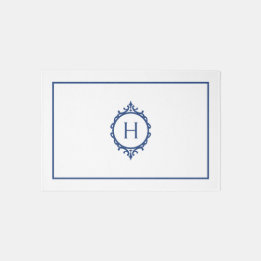 Chelsea Blue and White Monogrammed Rug