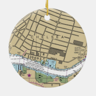 Chelsea Boston MA Nautical Chart Ceramic Ornament