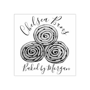 Chelsea Buns Currant Roll Bakery Baked Homemade By Rubber Stamp