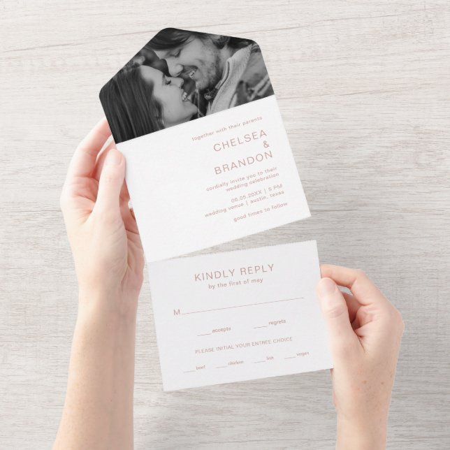 Chelsea Dusty Pink Modern Wedding All In One Invitation (Tearaway)