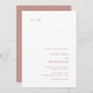 Chelsea Dusty Pink Modern Wedding Invitation