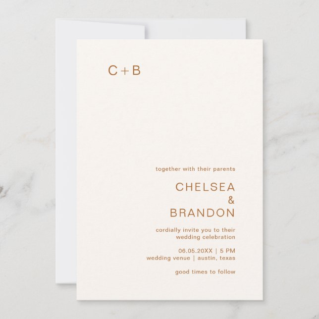 Chelsea Earthy Neutrals Modern Wedding Invitation (Front)