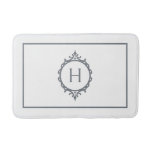 Chelsea Grey and White Monogrammed Bath Mat