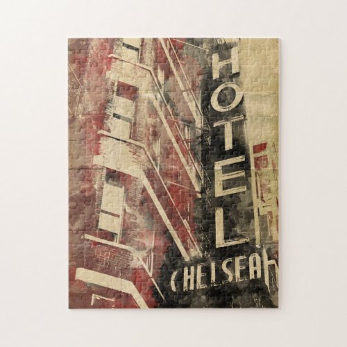 Chelsea Hotel New York Vintage Art Puzzle