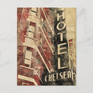 Chelsea Hotel Vintage Watercolor Postcard