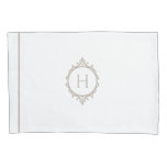 Chelsea Light Taupe and White Monogrammed Pillow Case