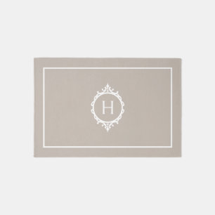 Chelsea Light Taupe and White Monogrammed Rug