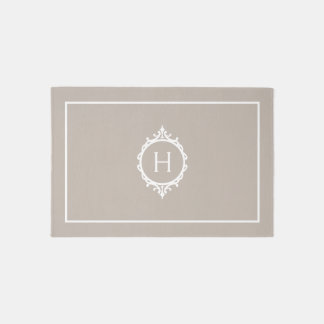 Chelsea Light Taupe and White Monogrammed Rug