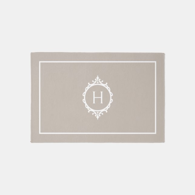 Chelsea Light Taupe and White Monogrammed Rug