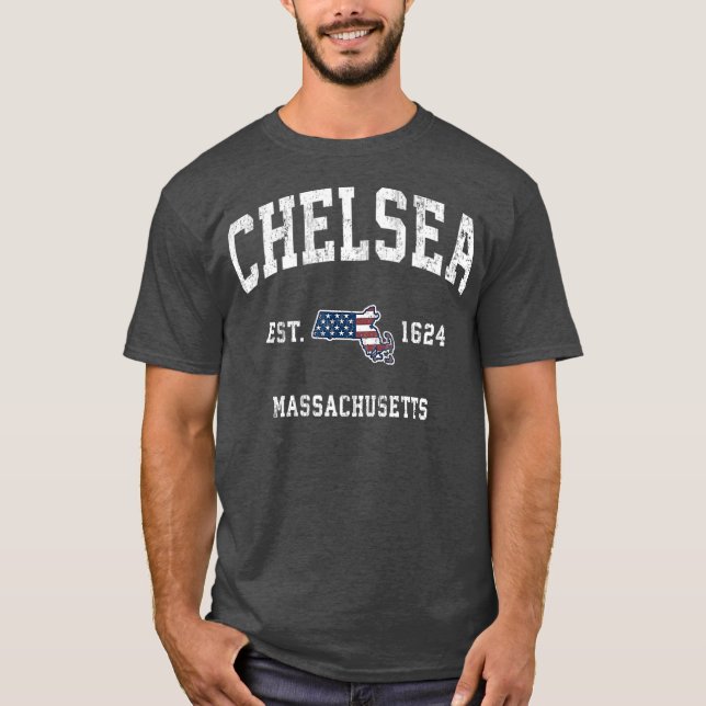Chelsea Massachusetts MA Vintage American Flag T-Shirt (Front)