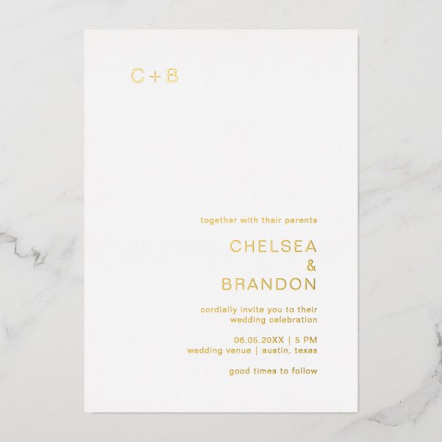 Chelsea Modern Wedding Foil Invitation (Front)