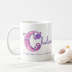 Chelsea name meaning decorative C monogram mug