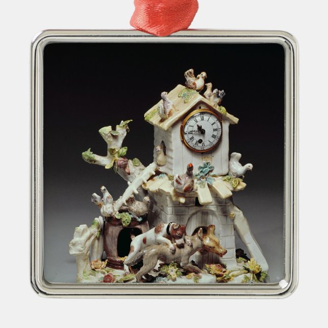 Chelsea porcelain farmyard clock case metal ornament (Front)