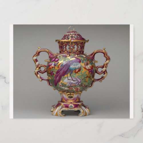 Chelsea Porcelain Perfume Vase Foil Holiday Postcard