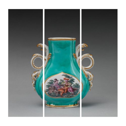 Chelsea Porcelain Turquoise Vase  Triptych