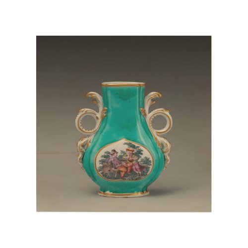 Chelsea Porcelain Turquoise Vase  Wood Wall Art