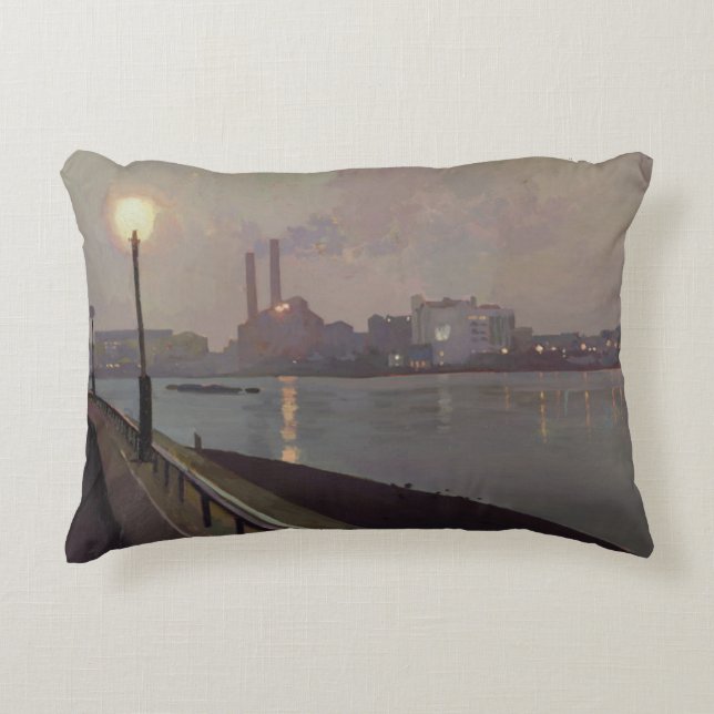 Chelsea Power Station by Night Accent Pillow (Front)