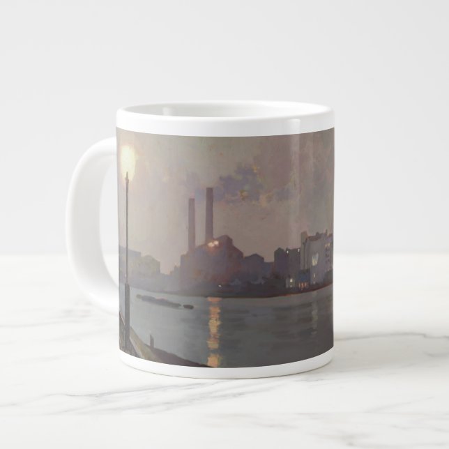 Chelsea Power Station by Night Large Coffee Mug (Front Left)