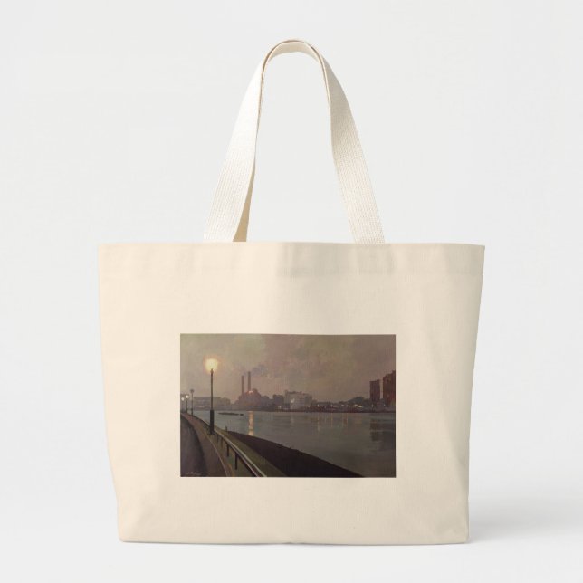 Chelsea Power Station by Night Large Tote Bag (Front)