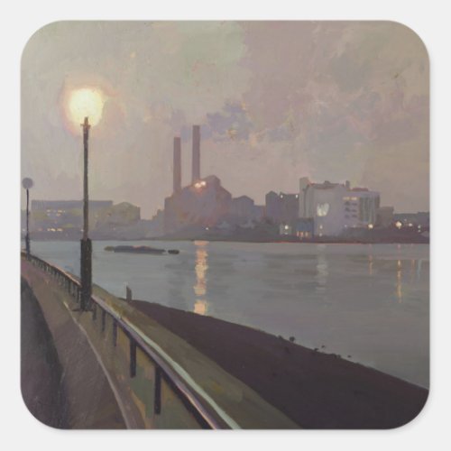 Chelsea Power Station by Night Square Sticker