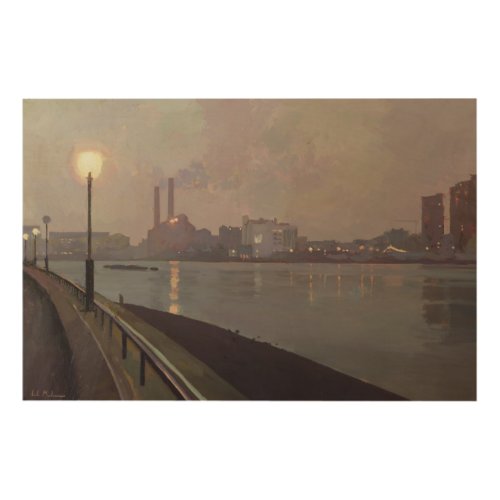 Chelsea Power Station by Night Wood Wall Decor