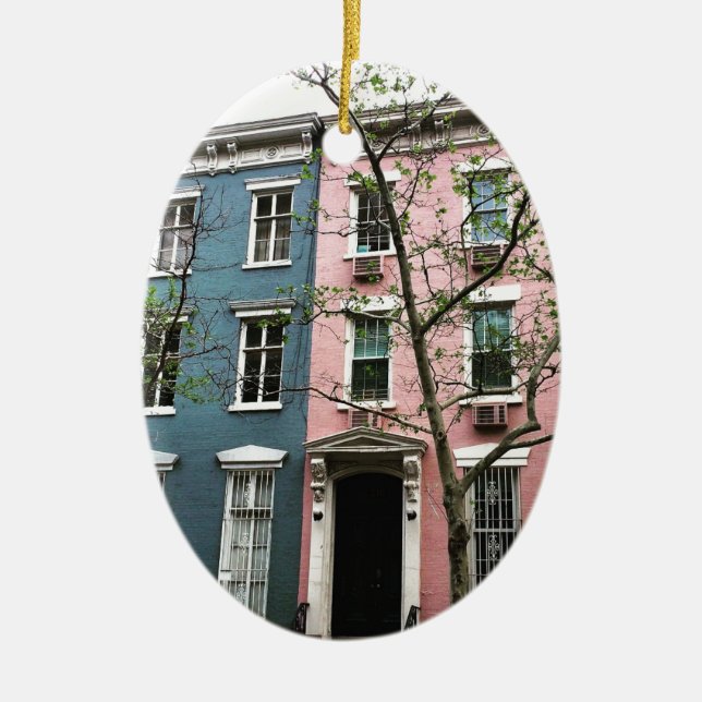Chelsea Townhouses, NYC Ceramic Ornament (Front)