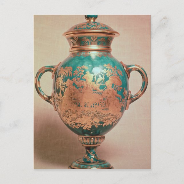 Chelsea vase and lid with gilt chinoiserie postcard (Front)