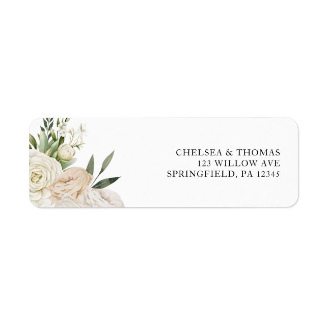 CHELSEA Watercolor White Blooms Wedding Invitation Label (Front)