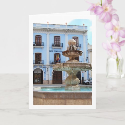 Chelva Plaza Fountain Portrait Valencia Spanish Card