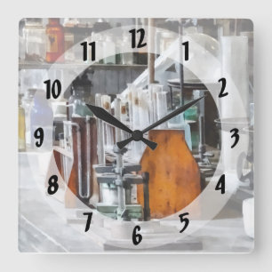 Chem Lab With Test Tubes And Retort Square Wall Clock