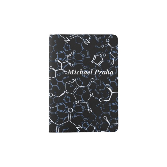 Chemical Chemistry Symbols Background Personalized Passport Holder (Front)