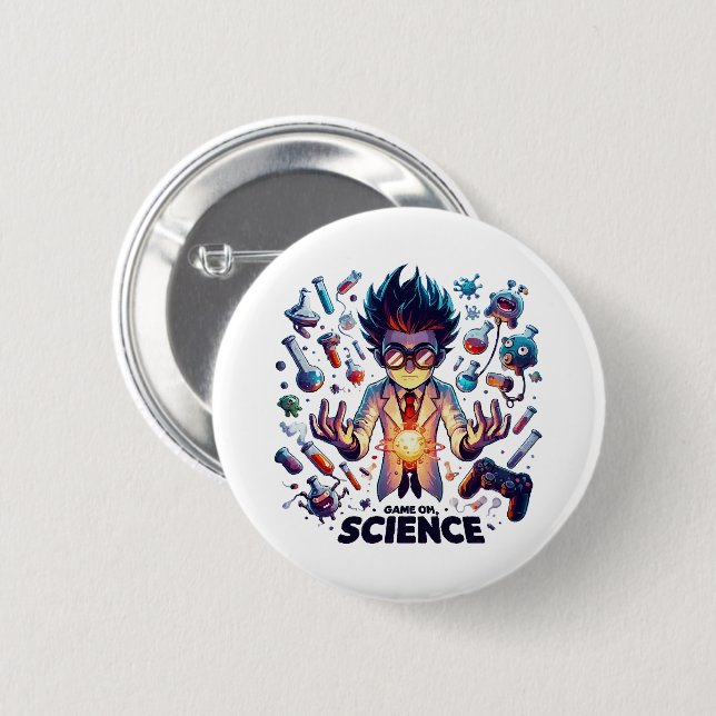 Chemical Concoction Game On, Science Theme Button (Front & Back)