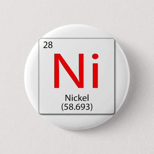 Chemical element tile. Ni Nickel Button (Front)