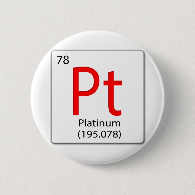 chemical element tile Pt — Platinum Button (Front)
