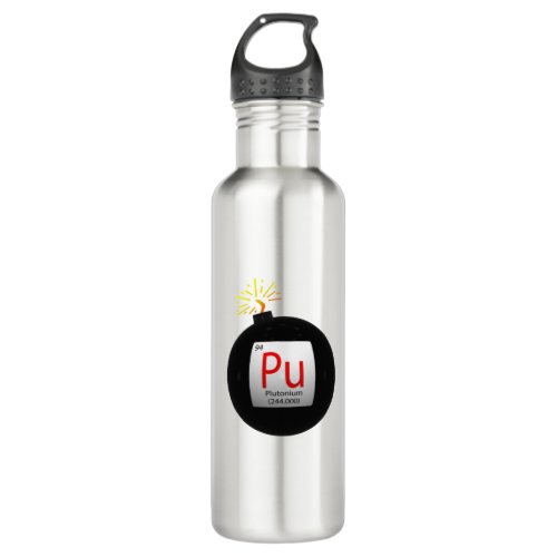 chemical element tile Pu _ Plutonium and  a bomb Stainless Steel Water Bottle