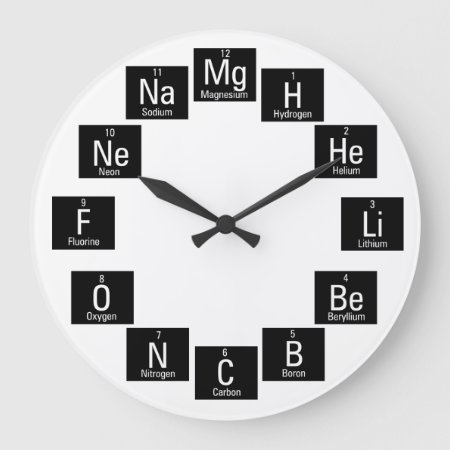 Chemical Elements Fun Nerdy Large Clock