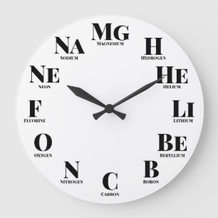 Chemical Elements Fun Nerdy Large Clock