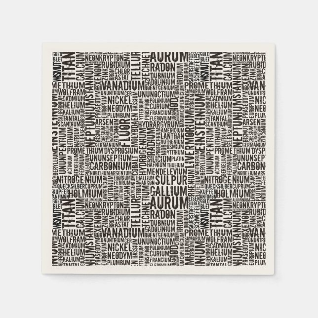 Chemical Elements Paper Napkins (Front)