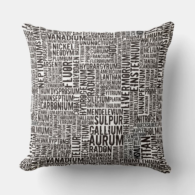Chemical Elements Throw Pillow (Front)