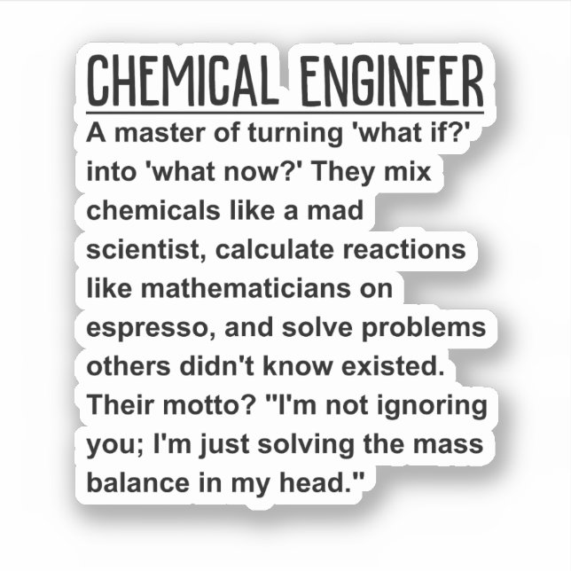 Chemical engineer sticker (Front)