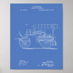 Chemical Fire Engine 1893 Patent Art Blueprint Poster