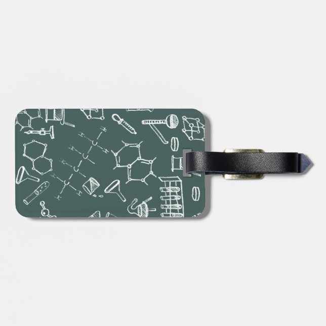 Chemical lab equipment scribbles luggage tag (Back Horizontal)