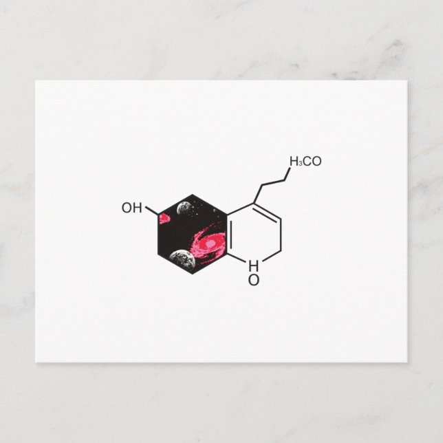 Chemical molecule with outer space view postcard (Front)